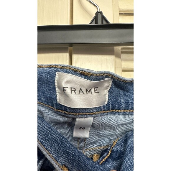 FRAME Women's Le Vintage Crop Wide Leg Blue Jeans Webster Medium Wash Size 26 - Picture 2 of 4